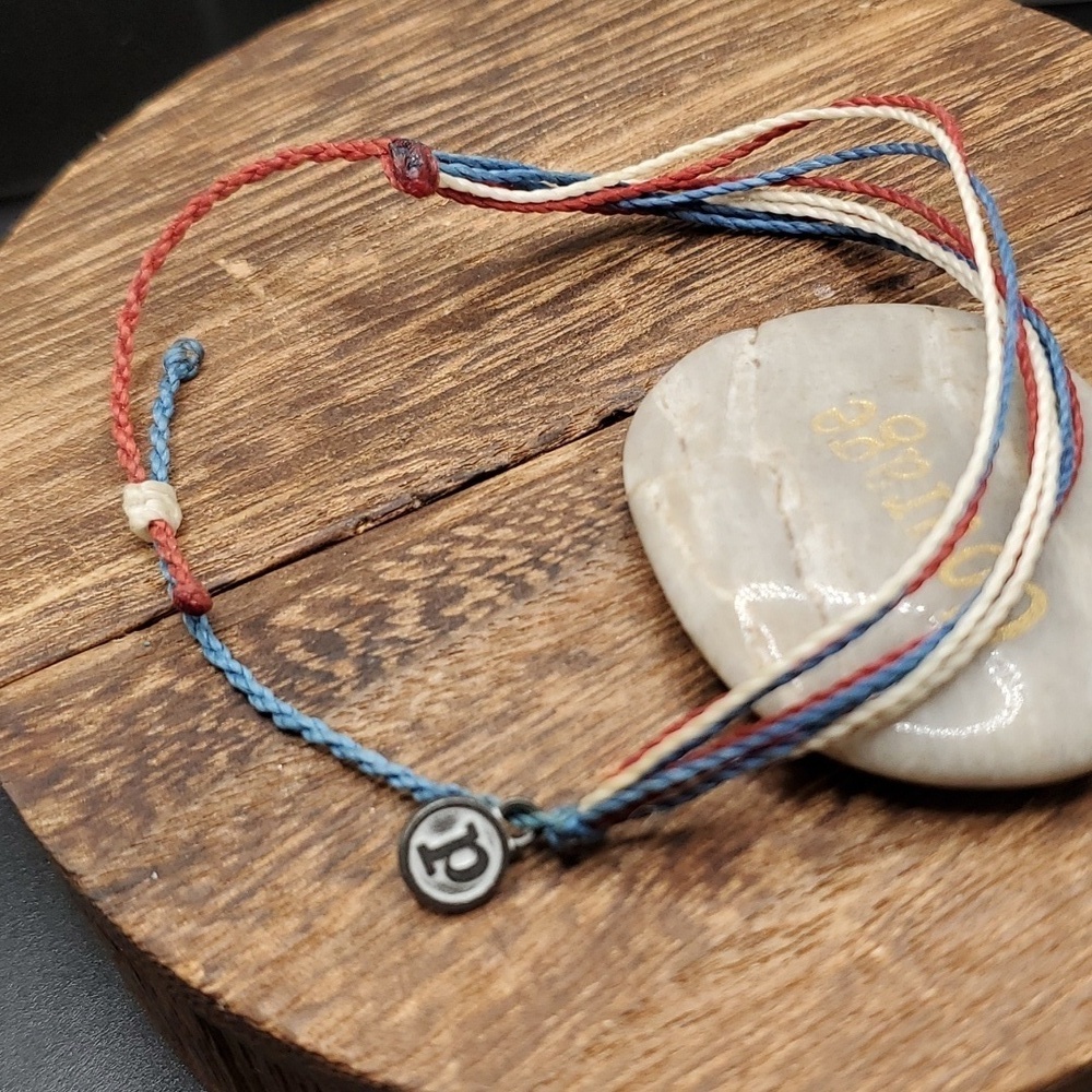 Pura vida B2834‎ USA flag red white and blue twine bracelet 💙